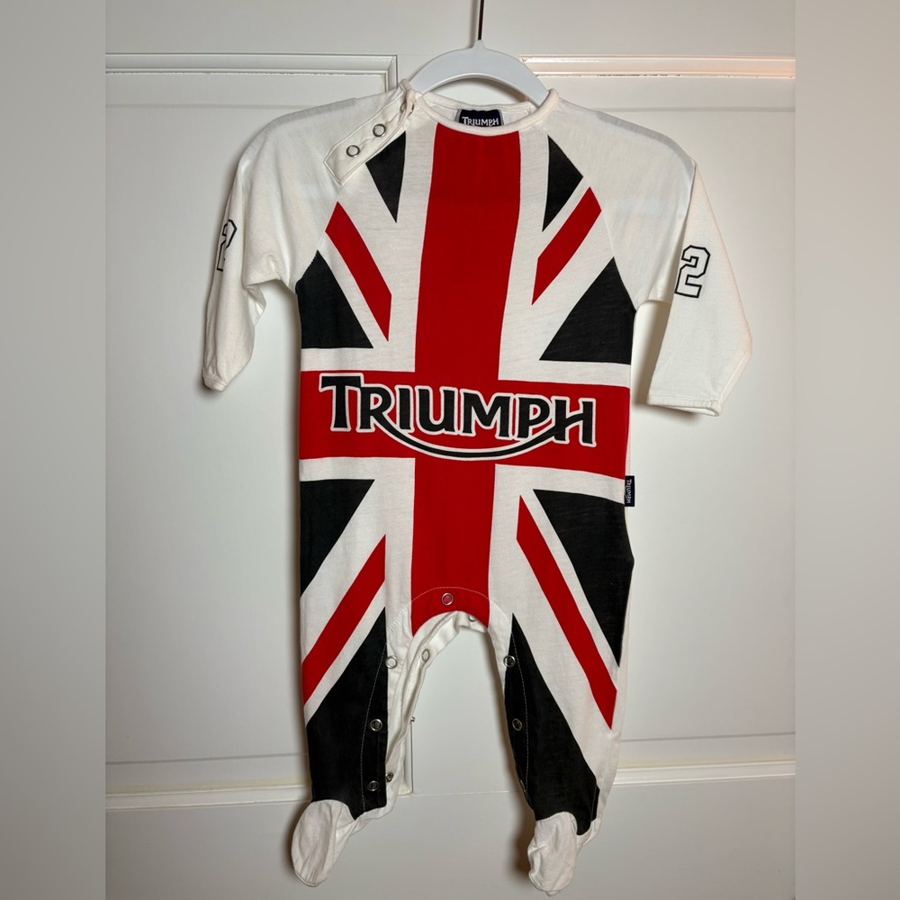 Triumph Red, White, and Black Baby Onesie